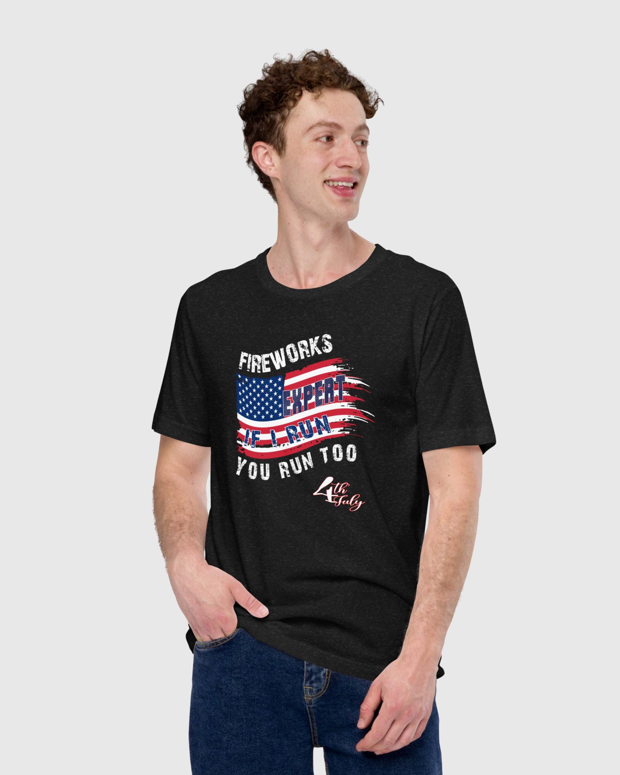 Men's Fireworks Expert American Flag T-shirt